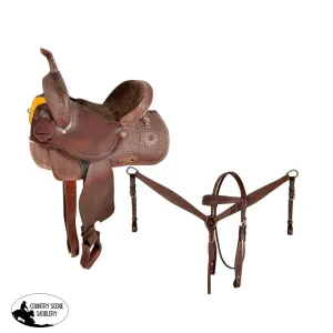 14", 15" Economy Barrel Style Saddle Set with basket stamp tooling.