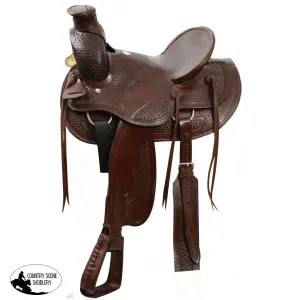 16" Buffalo wade style hardseat saddle with natural rawhide (semi QH Bar)