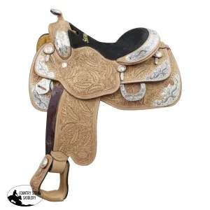 16" Showman ® show saddle with oak leaf tooling..