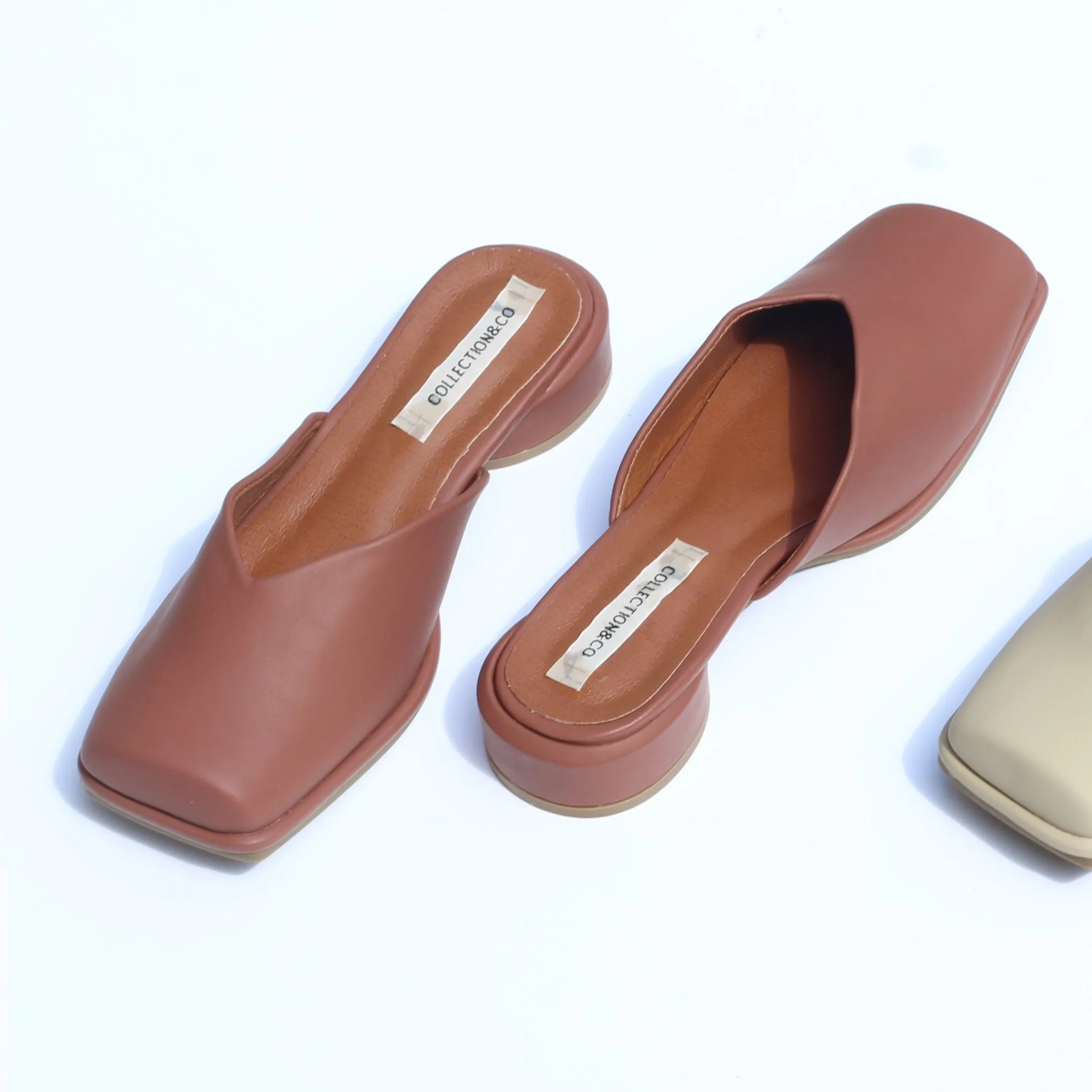 ALBA, Terracotta Square Toe Mules