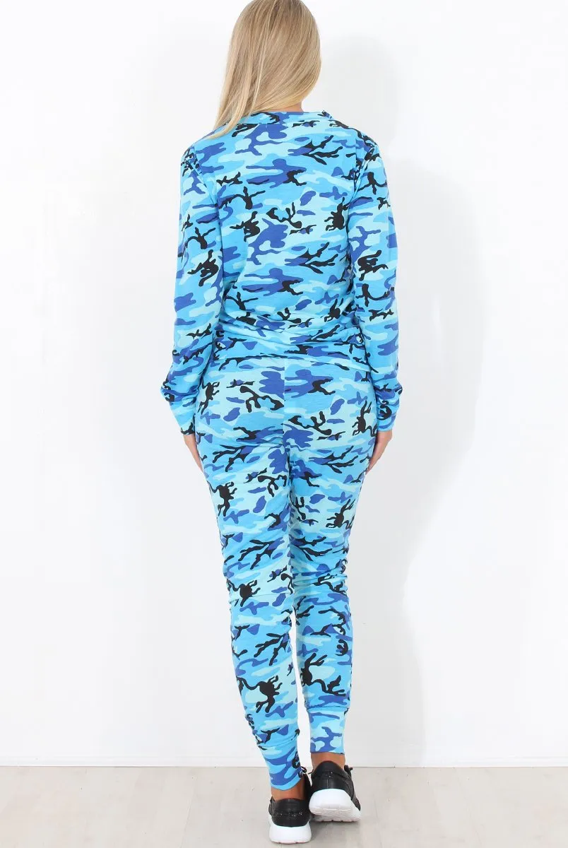 Blue Camo Loungewear Two Piece Set - Lolo