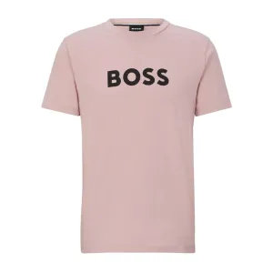 BOSS Pink Contrast Printed Logo T-Shirt