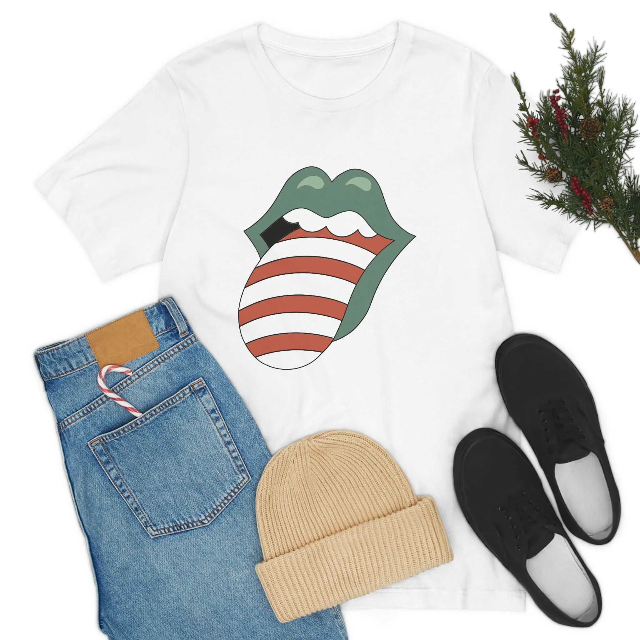 Christmas Tongue T-shirt Women's Unisex Jersey Short Sleeve Tee