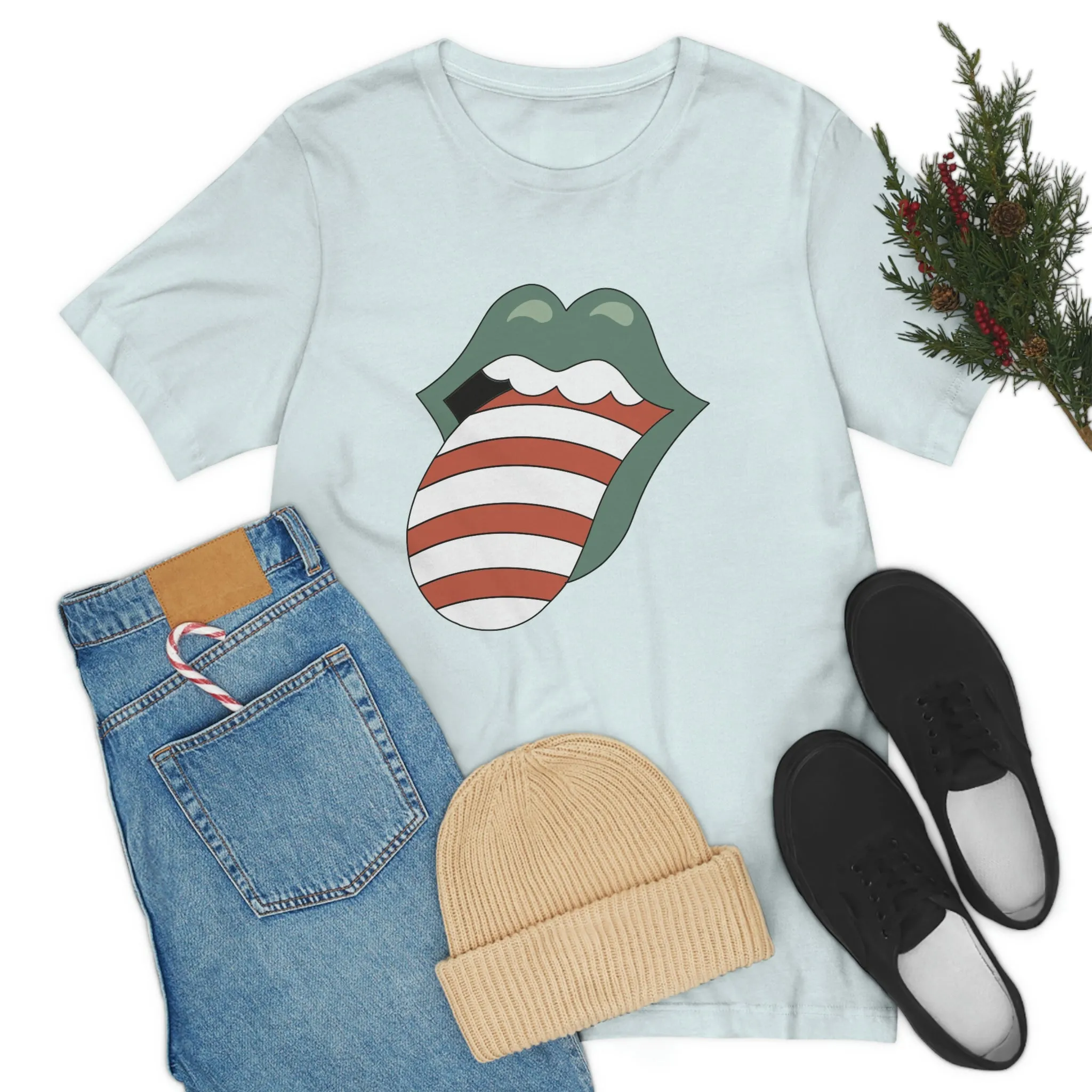 Christmas Tongue T-shirt Women's Unisex Jersey Short Sleeve Tee