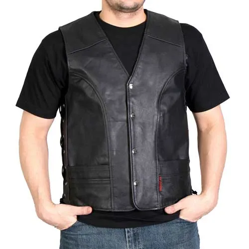 Hot Leathers VSM1030 Men's Black 'Conceal and Carry' Leather Vest