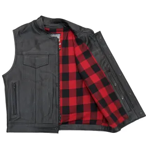 Hot Leathers VSM1060 Men's Black 'Flannel Red' Conceal and Carry