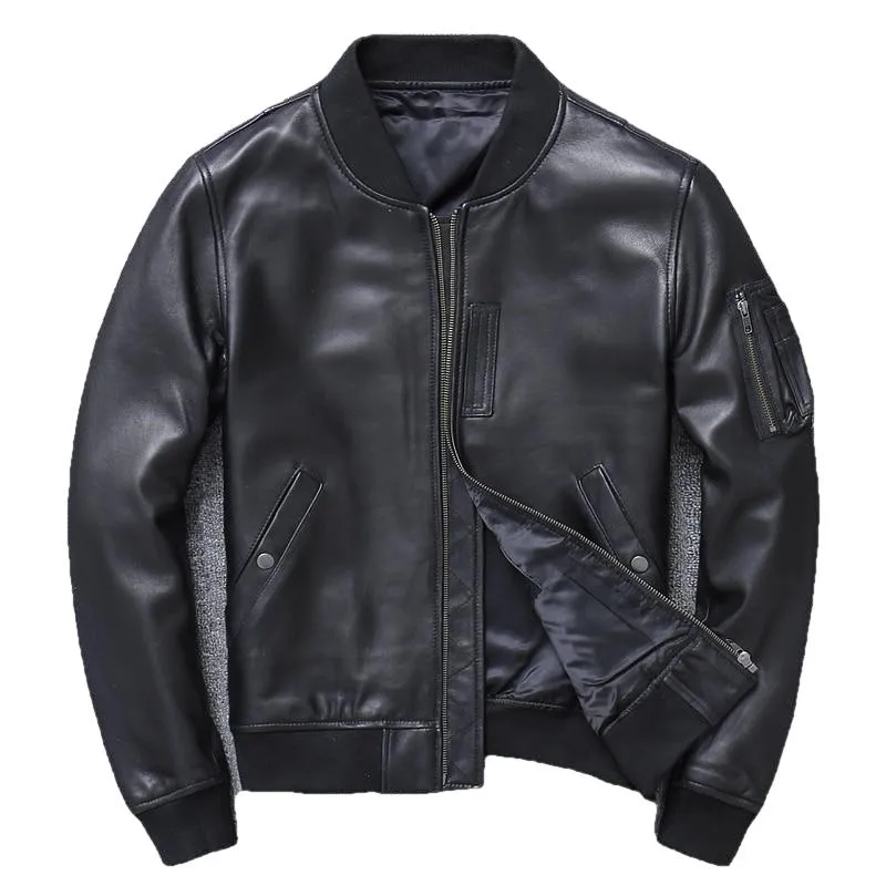 Khal Mens Genuine Leather MA-1 Jacket