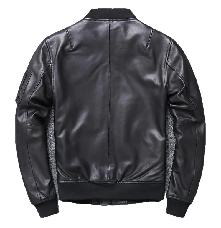 Khal Mens Genuine Leather MA-1 Jacket