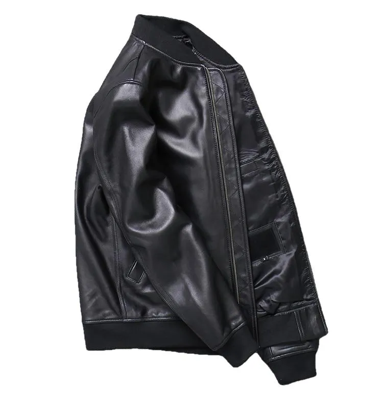 Khal Mens Genuine Leather MA-1 Jacket