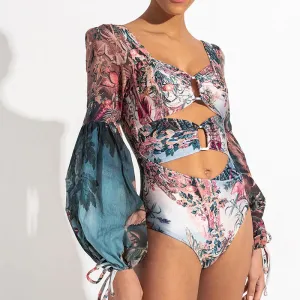 Long Sleeve Chiffon Swimsuit