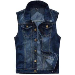 Men's Sleeveless Cowboy Style Denim Vest