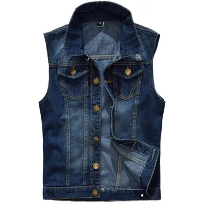 Men's Sleeveless Cowboy Style Denim Vest