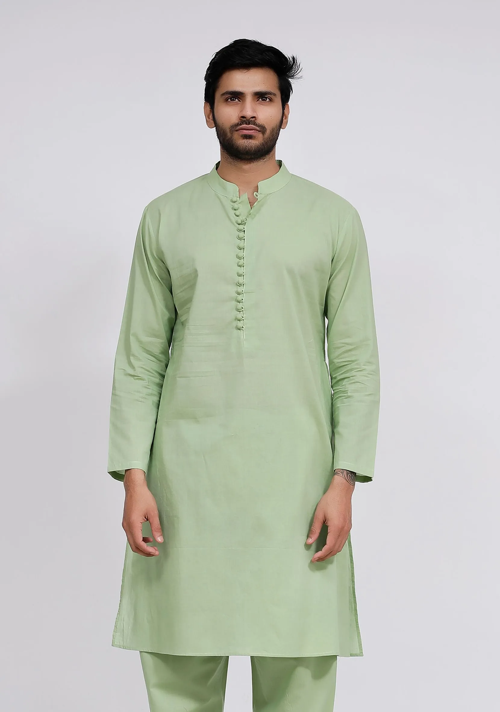 Mint Green cotton Button Down Kurta