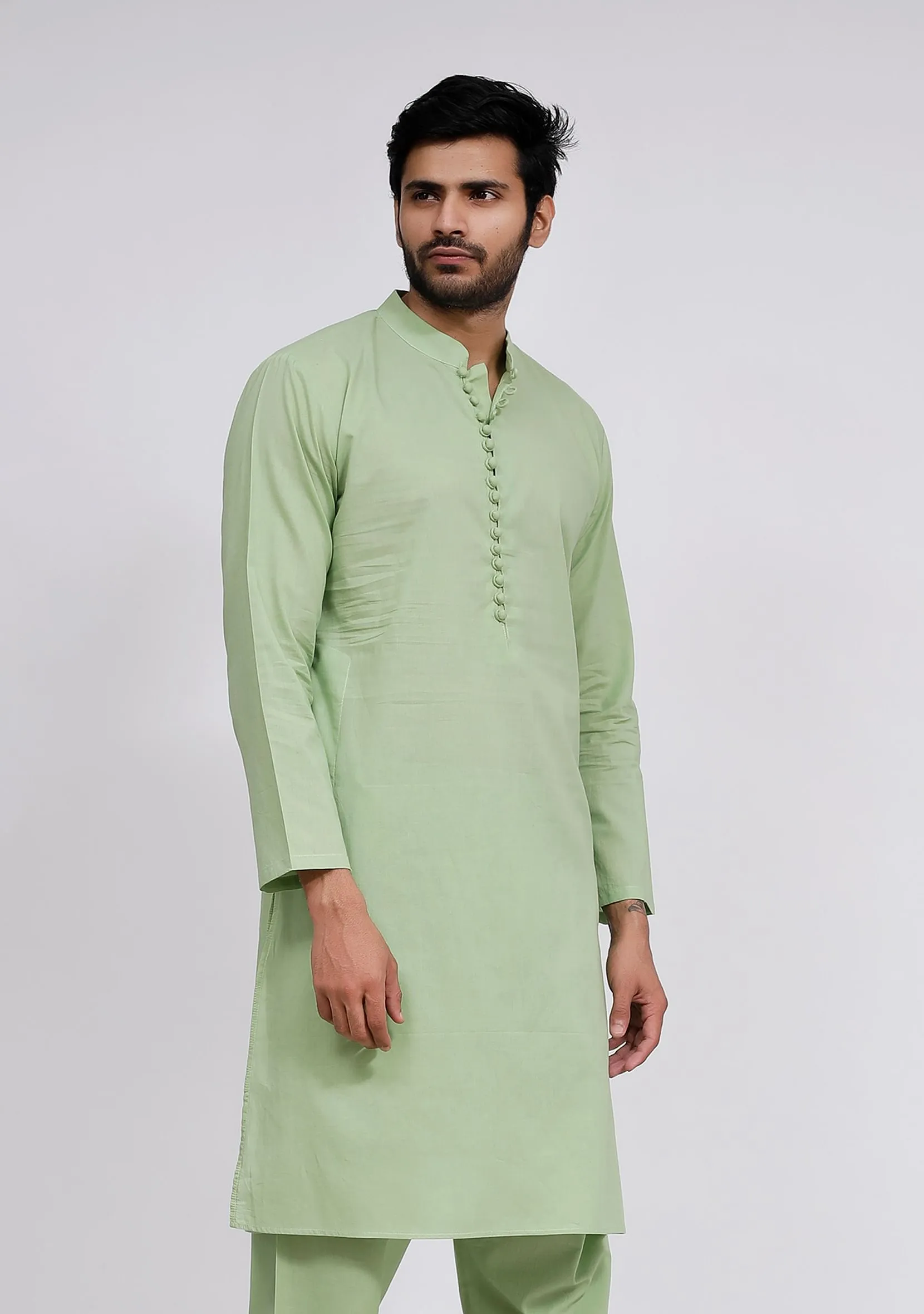 Mint Green cotton Button Down Kurta