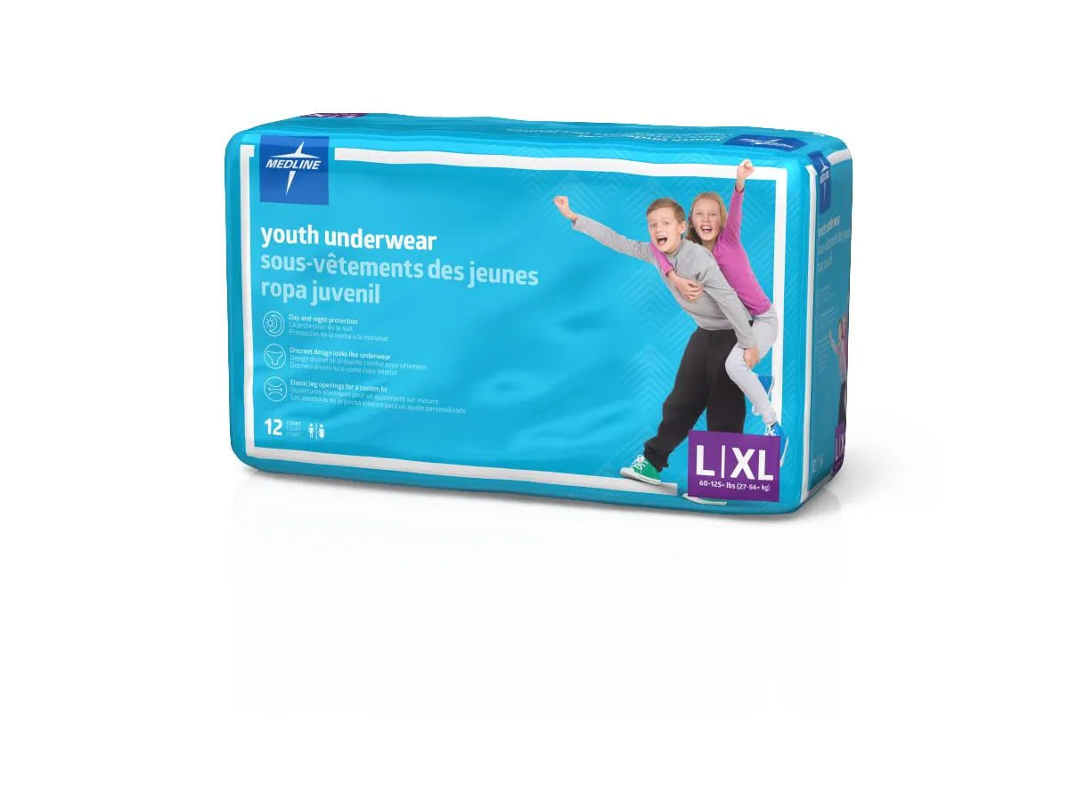 Protection Plus Disposable Youth Underwear, 60-125lbs (Bag or Case)*