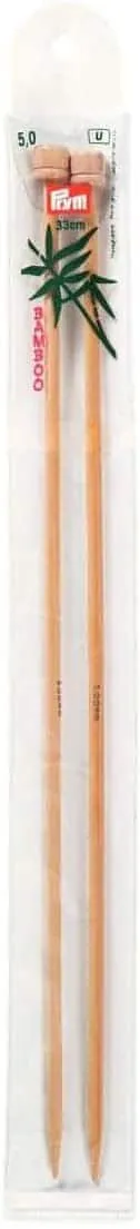 Prym Bamboo Single Pointed Knitting Pins - 2 x 33cm (5mm)