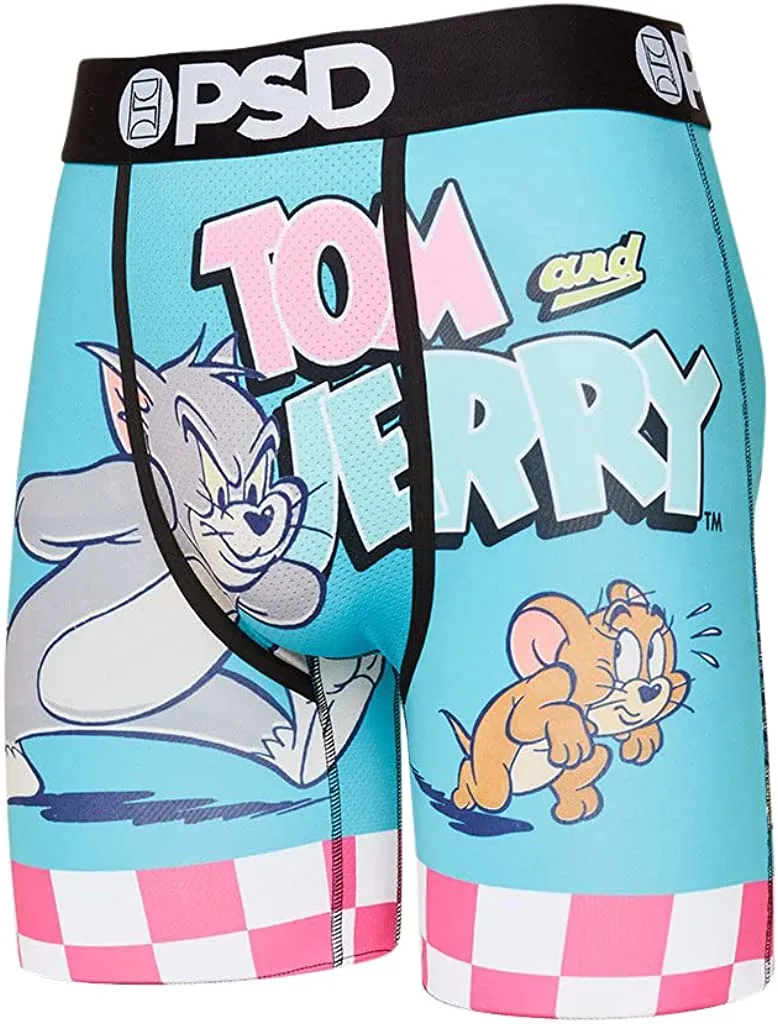 PSD Men's 3-Pack Stretch Elastic Wide Band Boxer Brief - Tom & Jerry