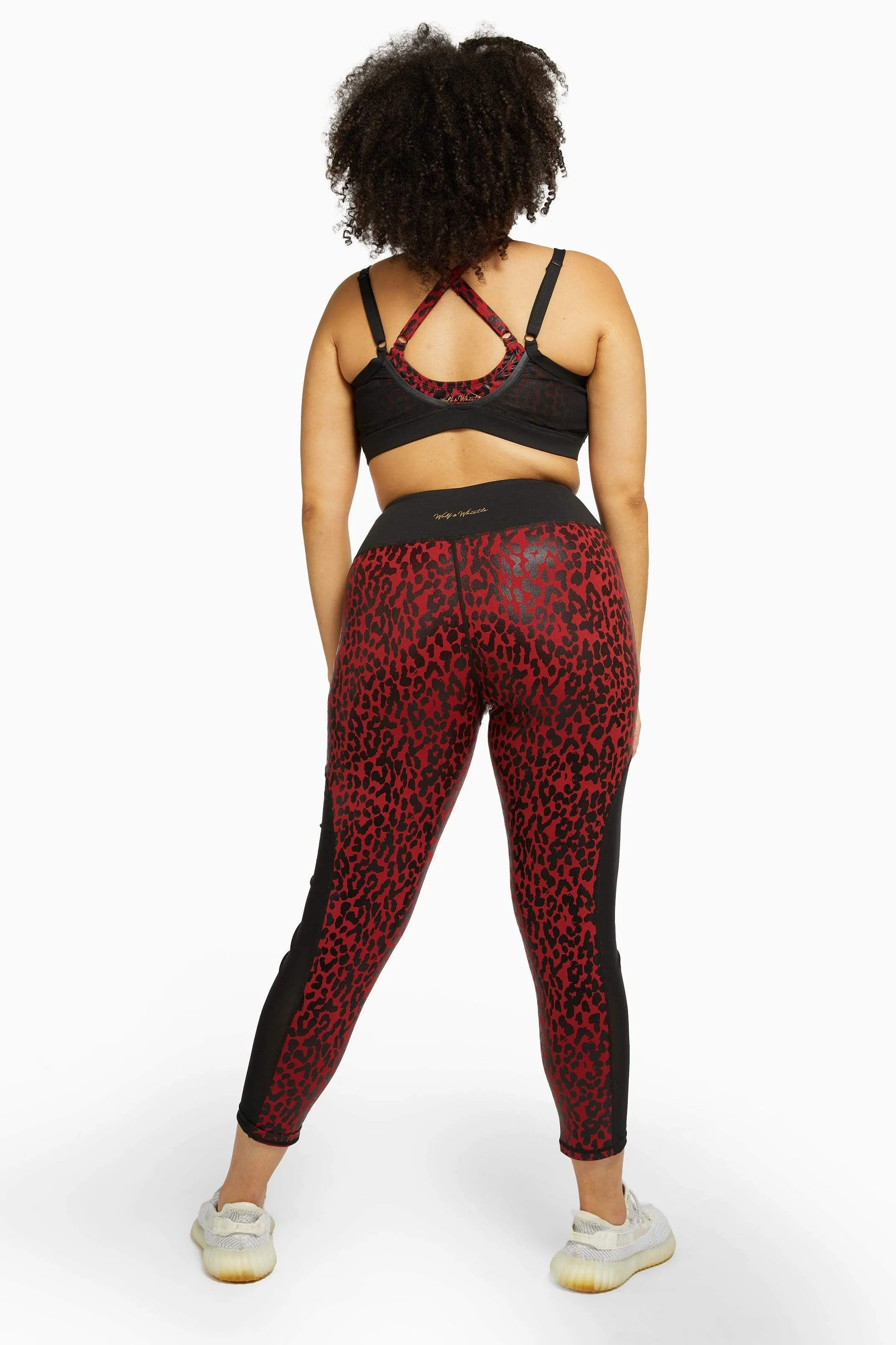 Red Wet Look Leopard High Waist Leggings Curve