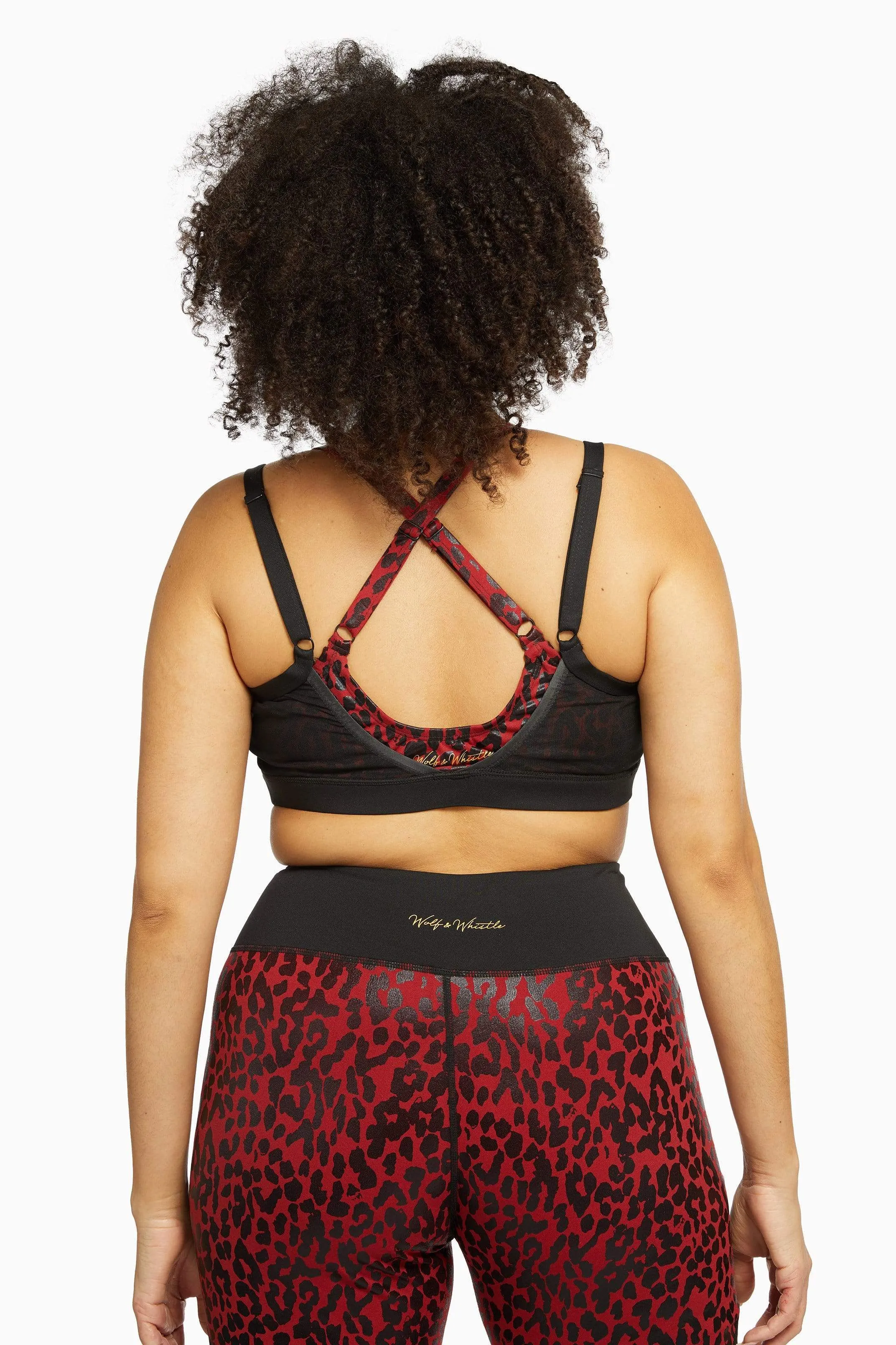 Red Wet Look Leopard High Waist Leggings Curve