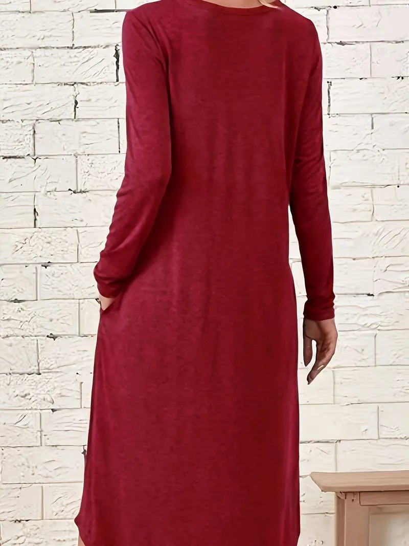 Remi - Solid Crew Neck Midi Dress