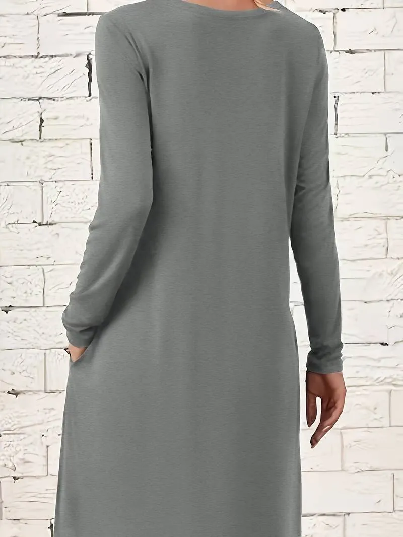 Remi - Solid Crew Neck Midi Dress