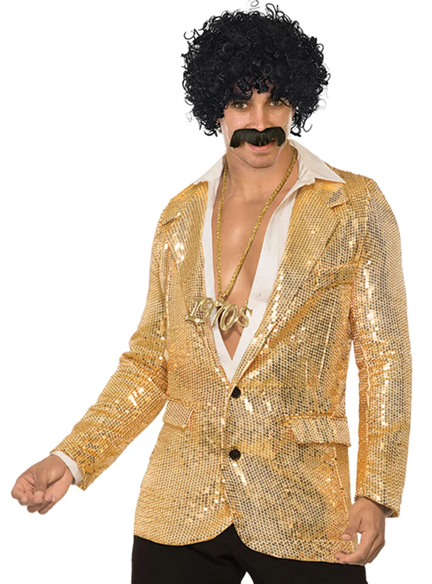 Sparkly Sequined Mens Gold Costume Jacket