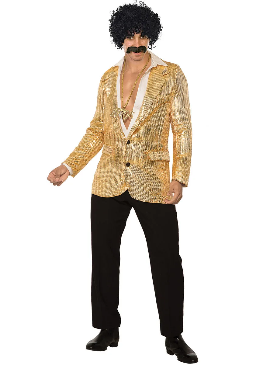 Sparkly Sequined Mens Gold Costume Jacket