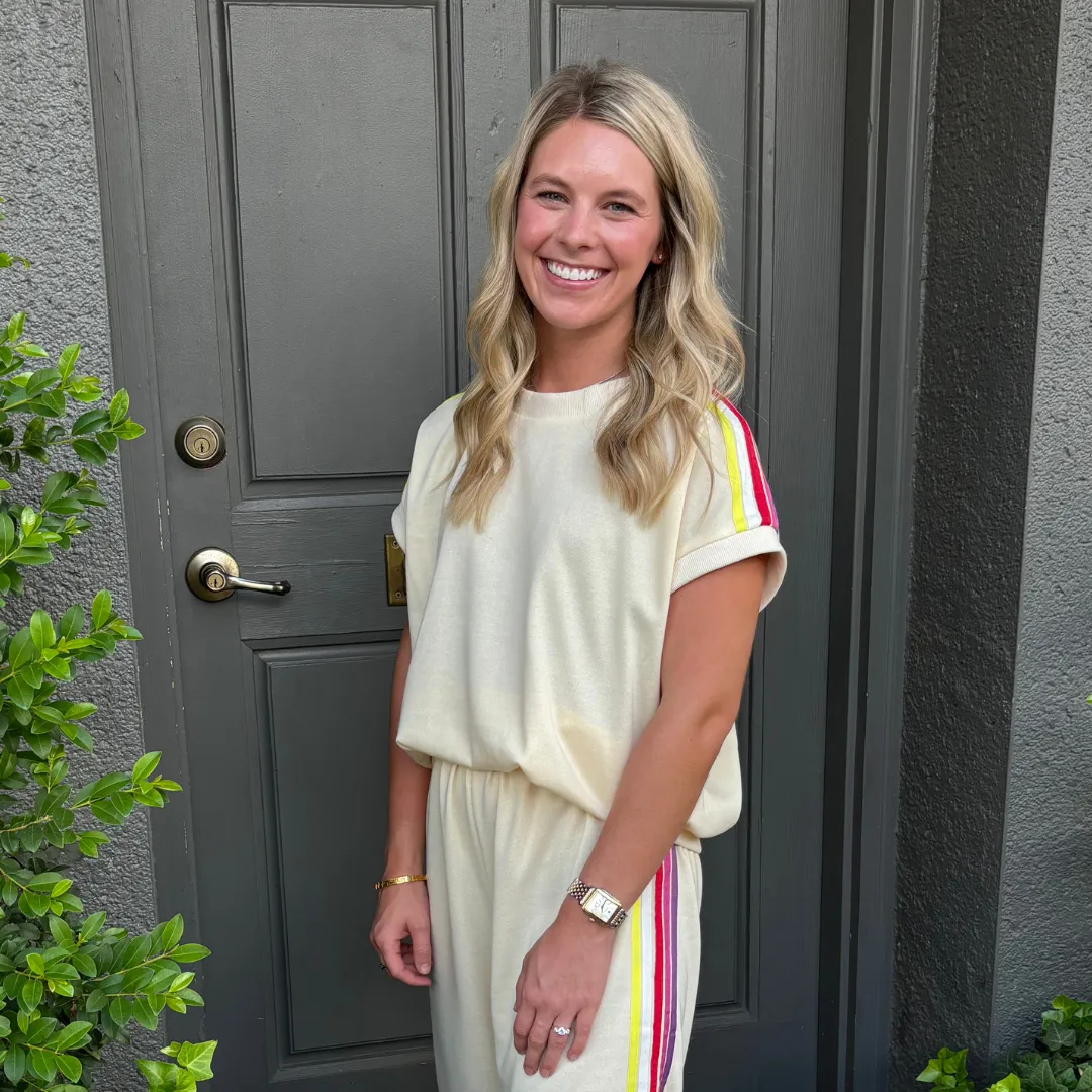 Stripe Crewneck Lounge Top {Cream}