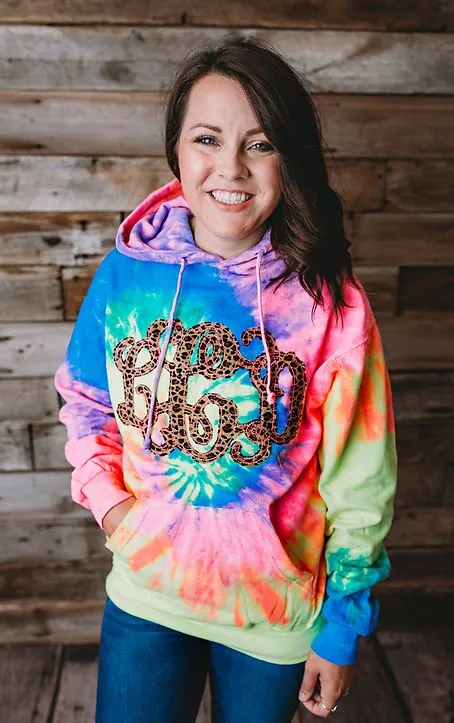 Tie Dye Fabric Monogrammed Hoodie