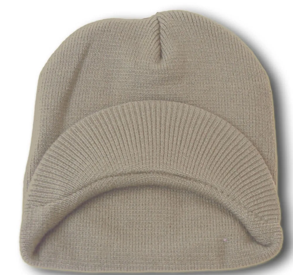 TopHeadwear Cuffless Jeep Visor Winter Beanie - Light Grey