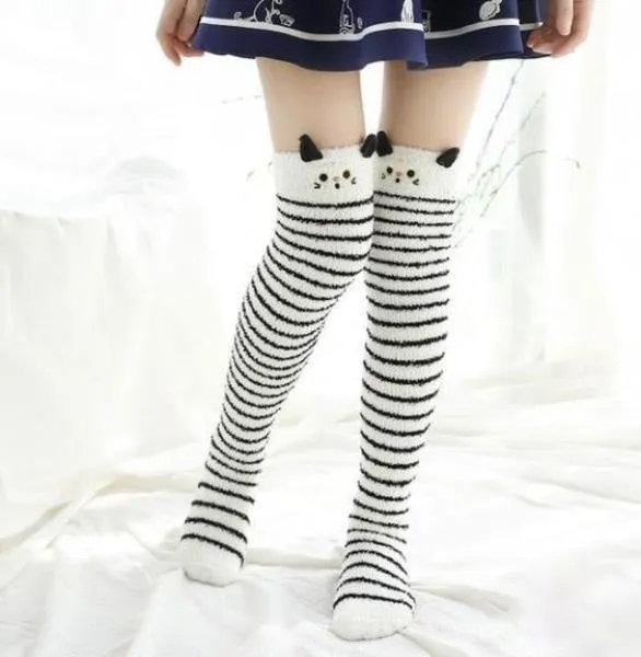 White Kitty Thigh Highs