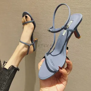 Women Sandals Sexy Summer Shoes Gladiator Clip Toe High Heels Bandage Buckle Strap Pumps Squre Toe Ladies Party Fashion Stiletto